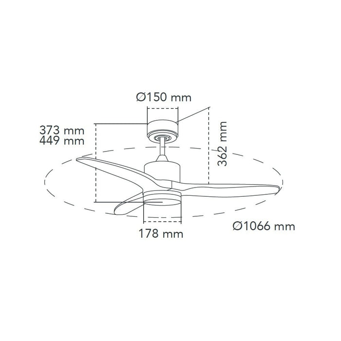 CristalRecord Plafondventilator Terre Ø 107 cm hout wit