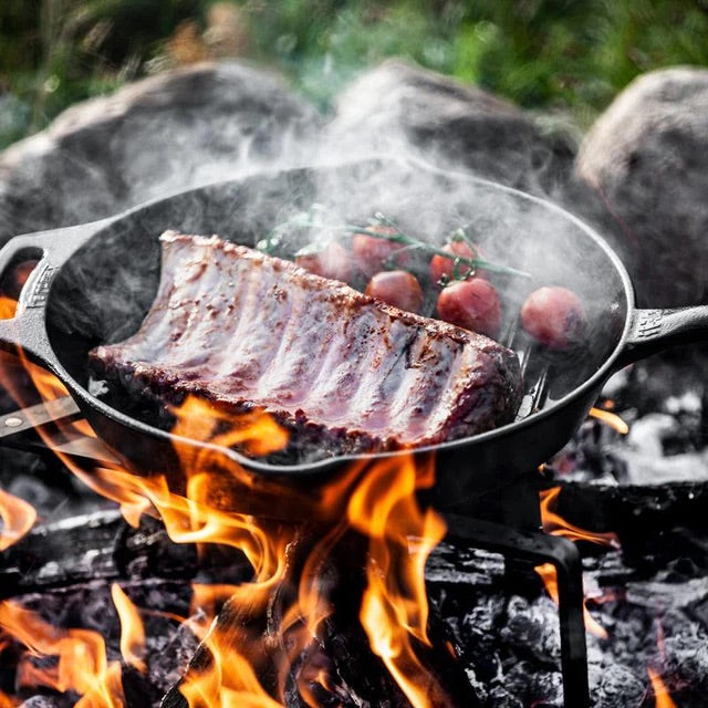 - Gietijzeren grill skillet met steel - 35 cm