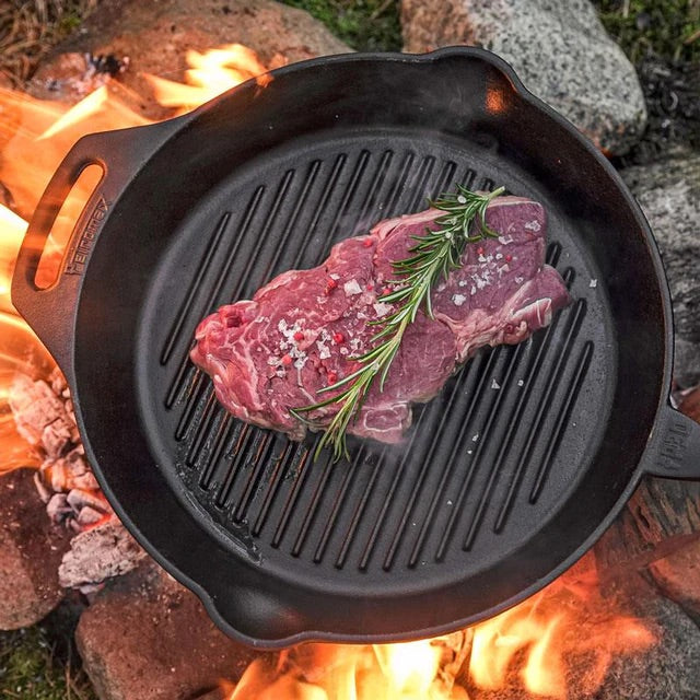 - Gietijzeren grill skillet met steel - 35 cm