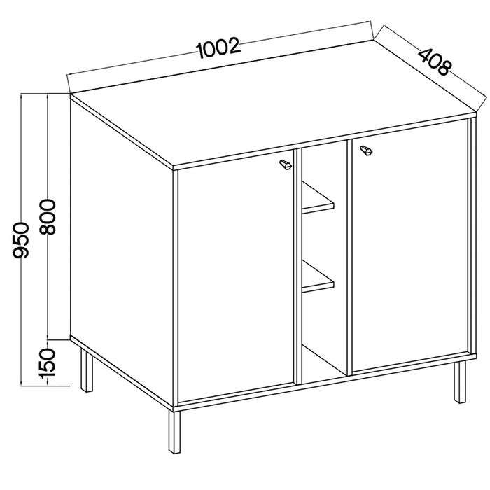 by fonQ Luvra Dressoir 2-deurs - Open Vak - Zand