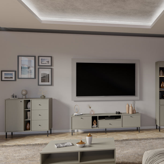 by fonQ Luvra Dressoir 3-deurs - Open Vak - Groen
