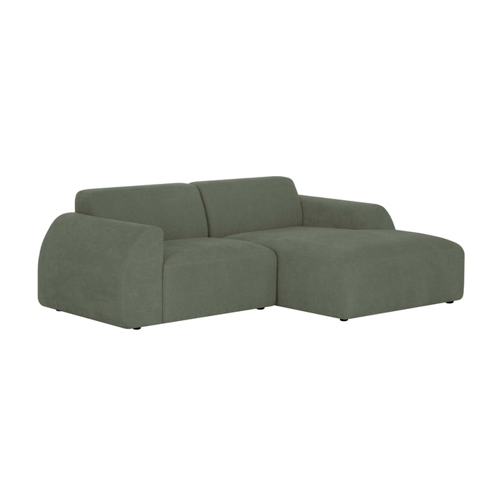 by fonQ Bink 2,5-zits Hoekbank met Chaise Longue Rechts - Bouclé - Mosgroen