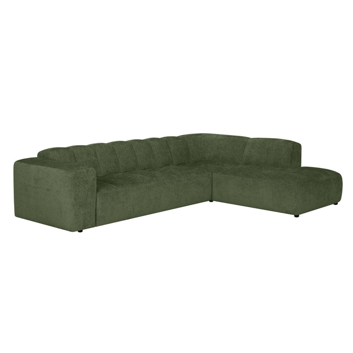 by fonQ Plume 3-zits Hoekbank Rechts - Chenille - Groen