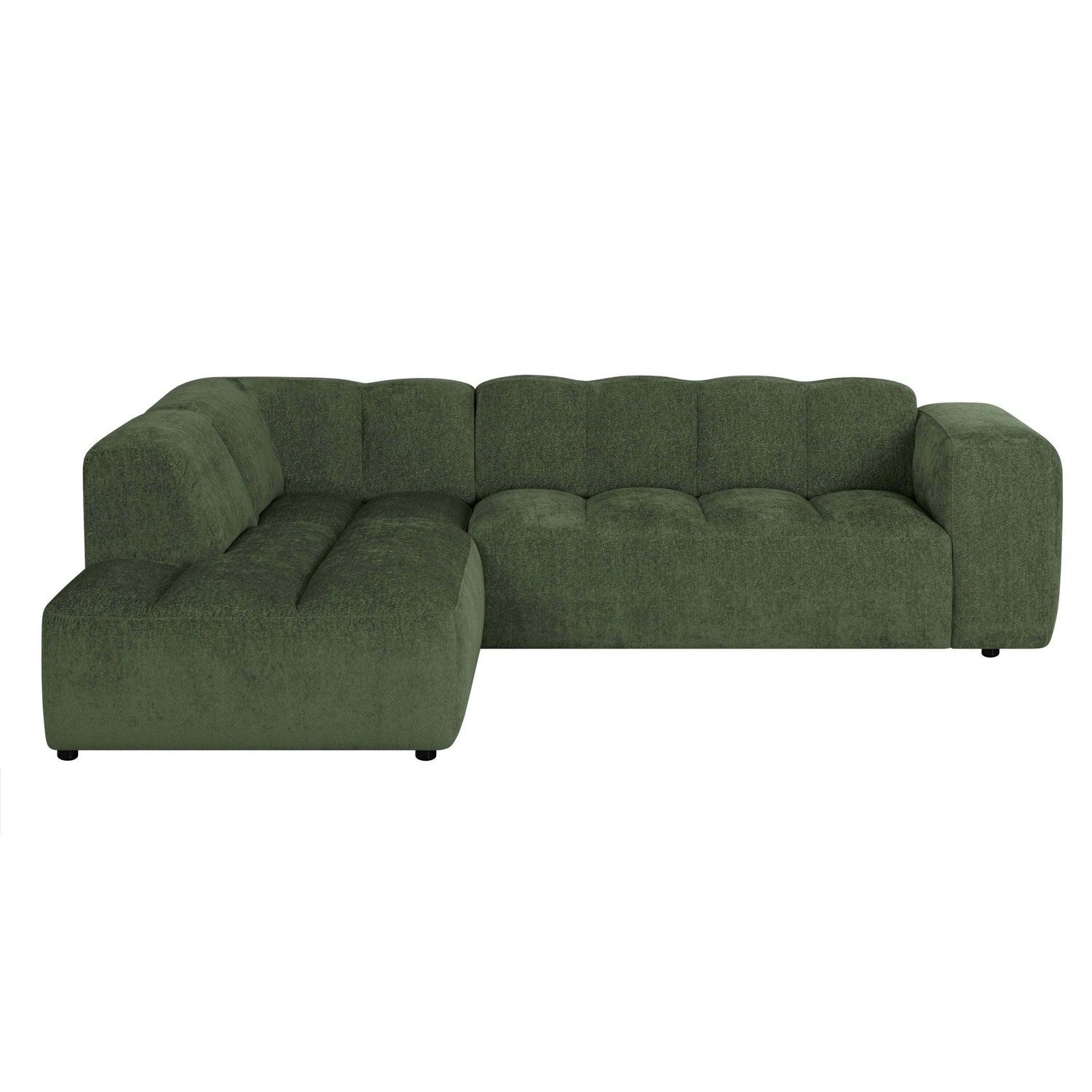 by fonQ Plume 2,5-zits Hoekbank Links - Chenille - Groen
