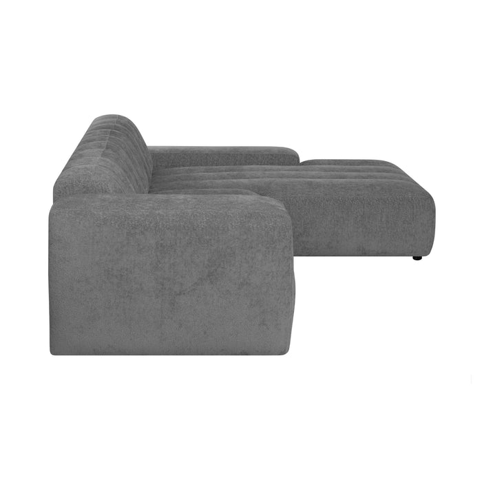 by fonQ Plume 4-zits Hoekbank met Chaise Longue XL Rechts - Chenille - Antraciet