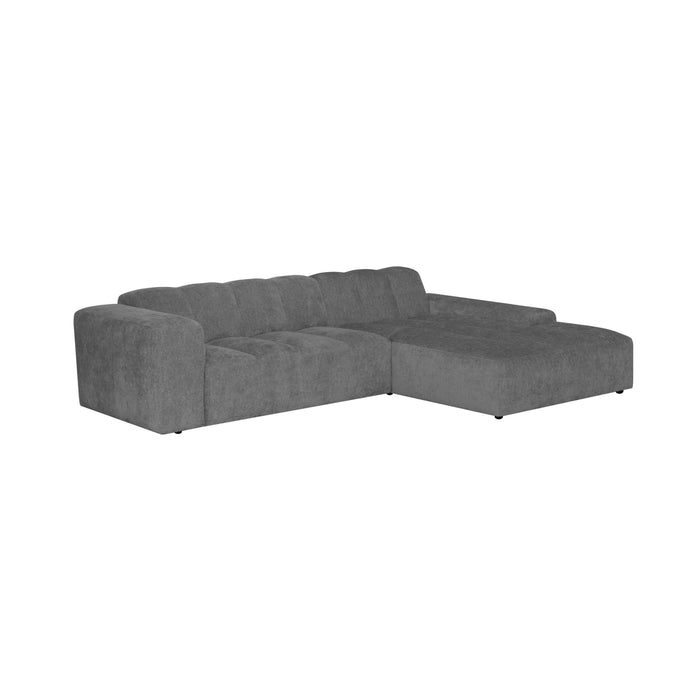 by fonQ Plume 3-zits Hoekbank met Chaise Longue XL Rechts - Chenille - Antraciet