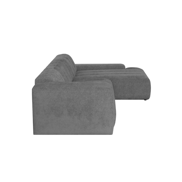 by fonQ Plume 4-zits Hoekbank met Chaise Longue Rechts - Chenille - Antraciet