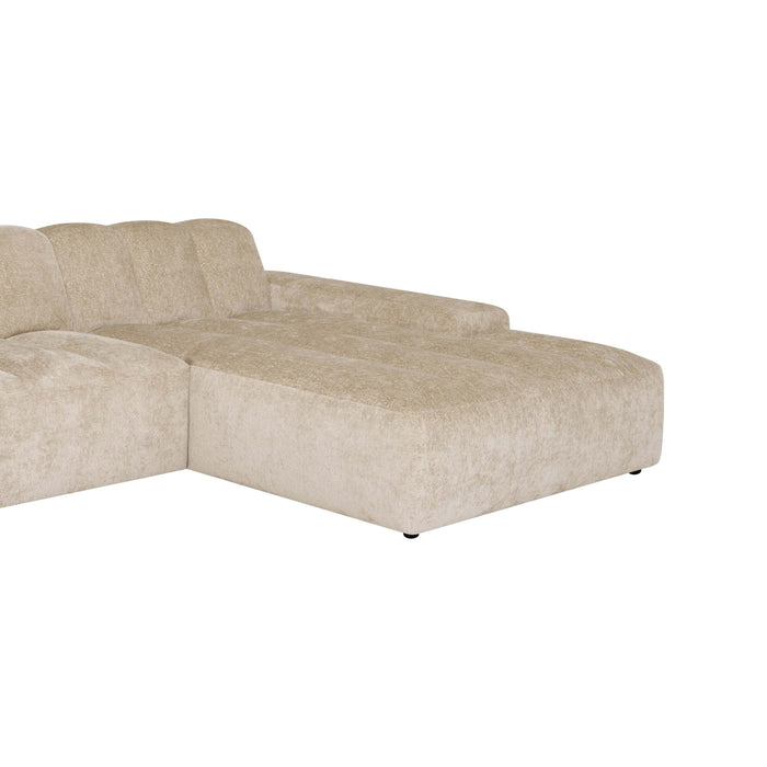 by fonQ Plume 2,5-zits Hoekbank met Chaise Longue XL Rechts - Chenille - Beige