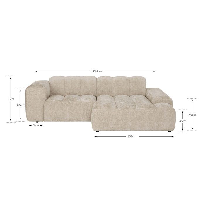 by fonQ Plume 2,5-zits Hoekbank met Chaise Longue XL Rechts - Chenille - Antraciet