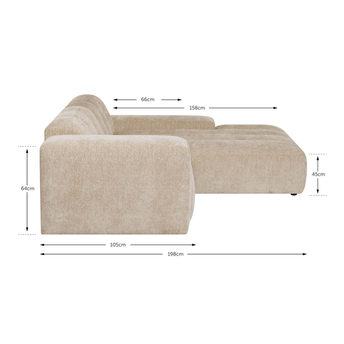 by fonQ Plume 2,5-zits Hoekbank met Chaise Longue XL Rechts - Chenille - Antraciet