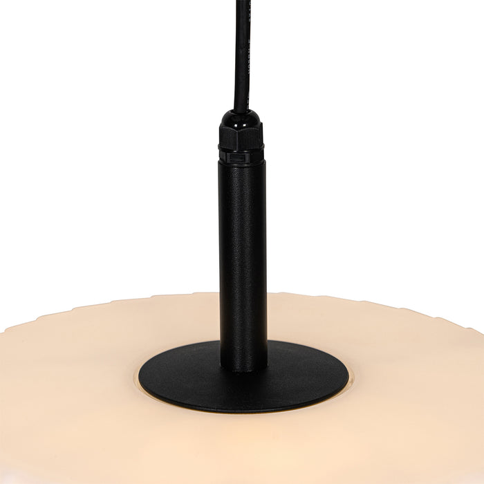 QAZQA Moderne buiten hanglamp zwart met witte kap 45,6 cm IP44 -