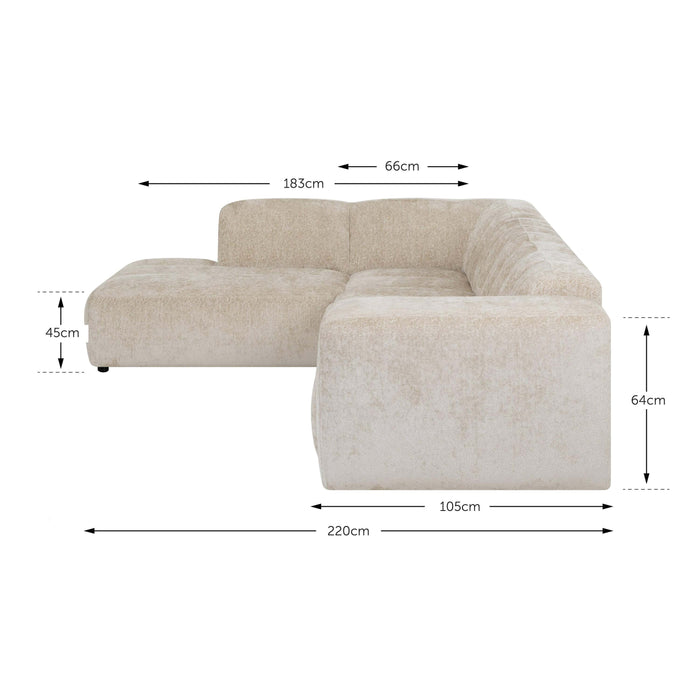 by fonQ Plume 3-zits Hoekbank Links - Chenille - Beige