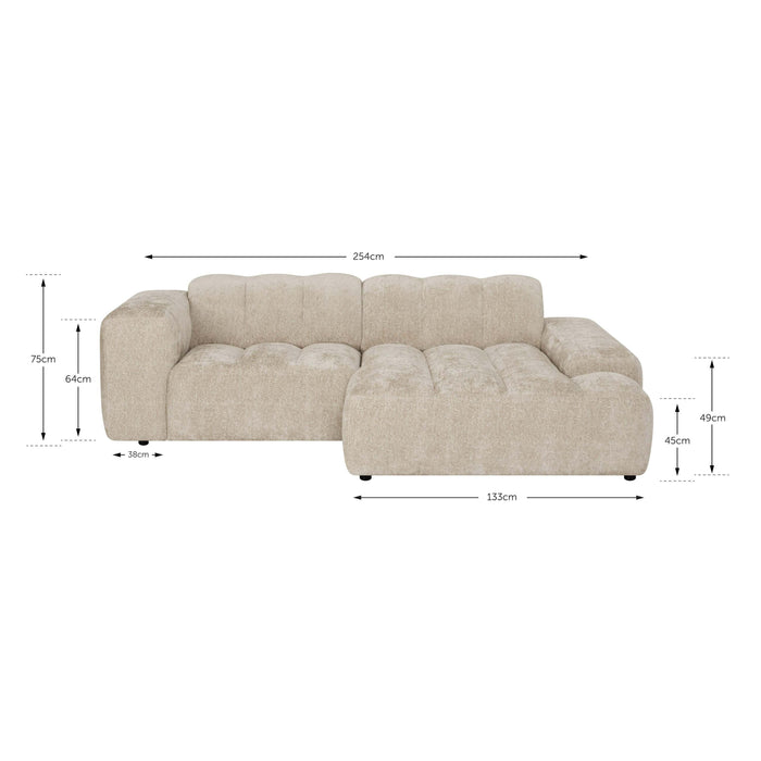 by fonQ Plume 2,5-zits Hoekbank met Chaise Longue Rechts - Chenille - Antraciet