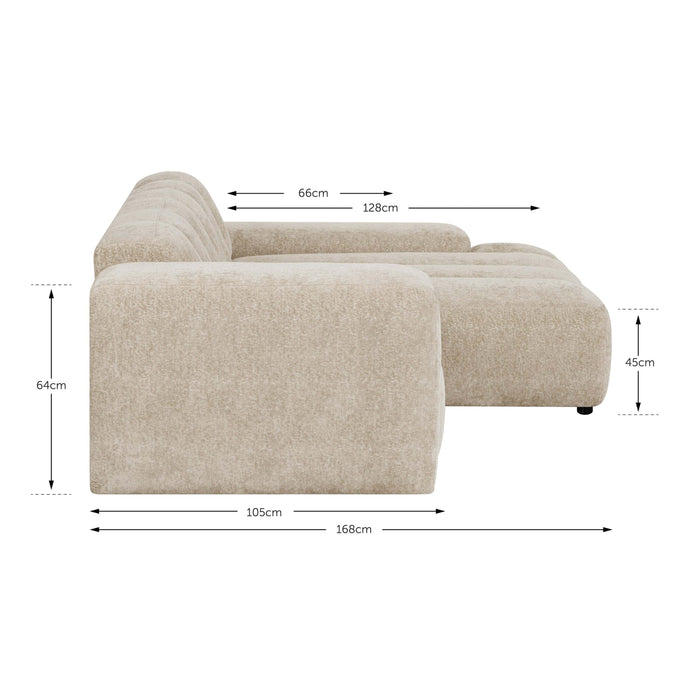 by fonQ Plume 2,5-zits Hoekbank met Chaise Longue Rechts - Chenille - Antraciet