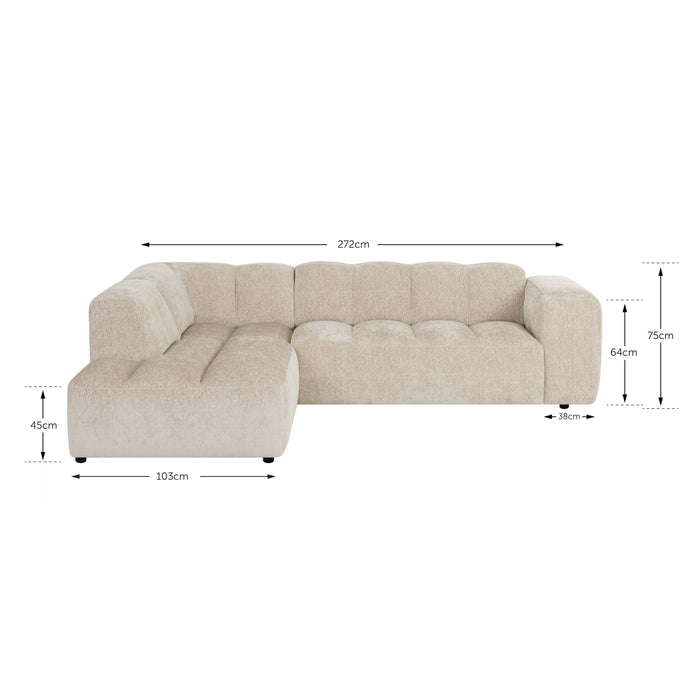 by fonQ Plume 2,5-zits Hoekbank Links - Chenille - Terra