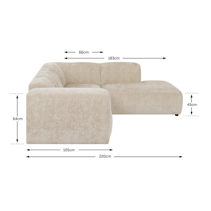by fonQ Plume 2,5-zits Hoekbank Rechts - Chenille - Terra
