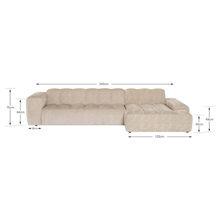 by fonQ Plume 4-zits Hoekbank met Chaise Longue Rechts - Chenille - Antraciet