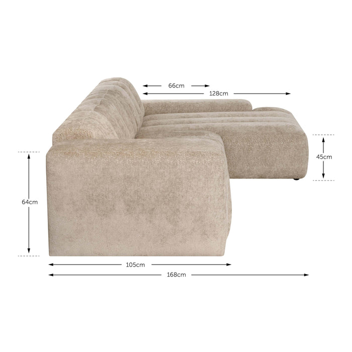by fonQ Plume 4-zits Hoekbank met Chaise Longue Rechts - Chenille - Antraciet