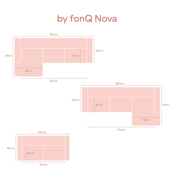 by fonQ Nova Hoekbank met Chaise Longue Links - Rib - Groen