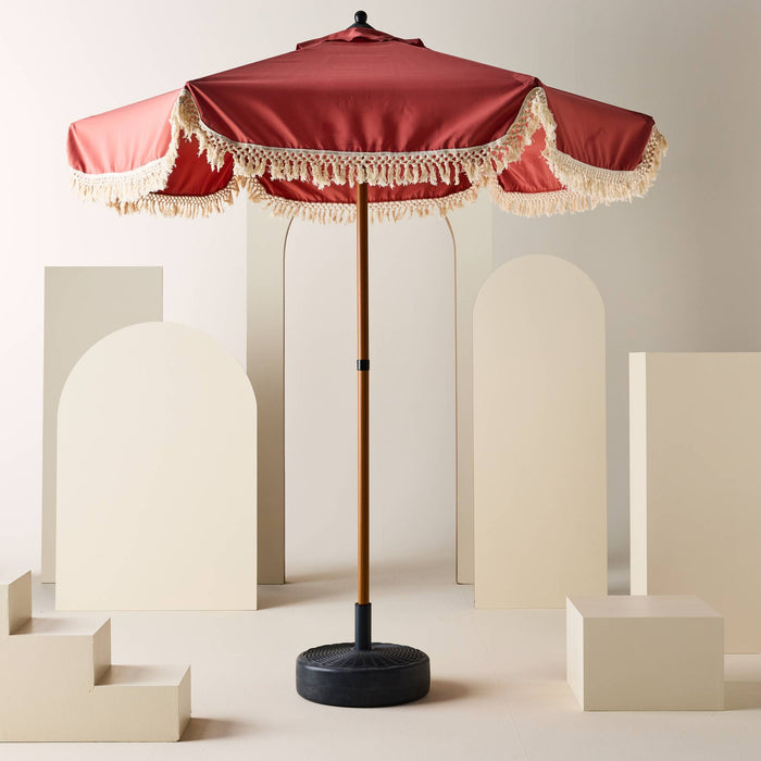 sweeek - Parasol recht met franjes 2m, staal