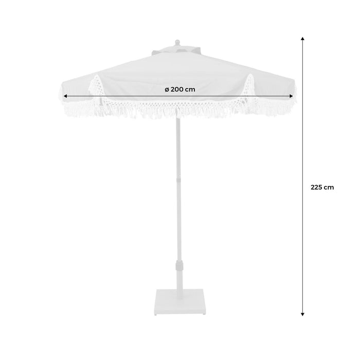 sweeek - Parasol recht met franjes 2m, staal