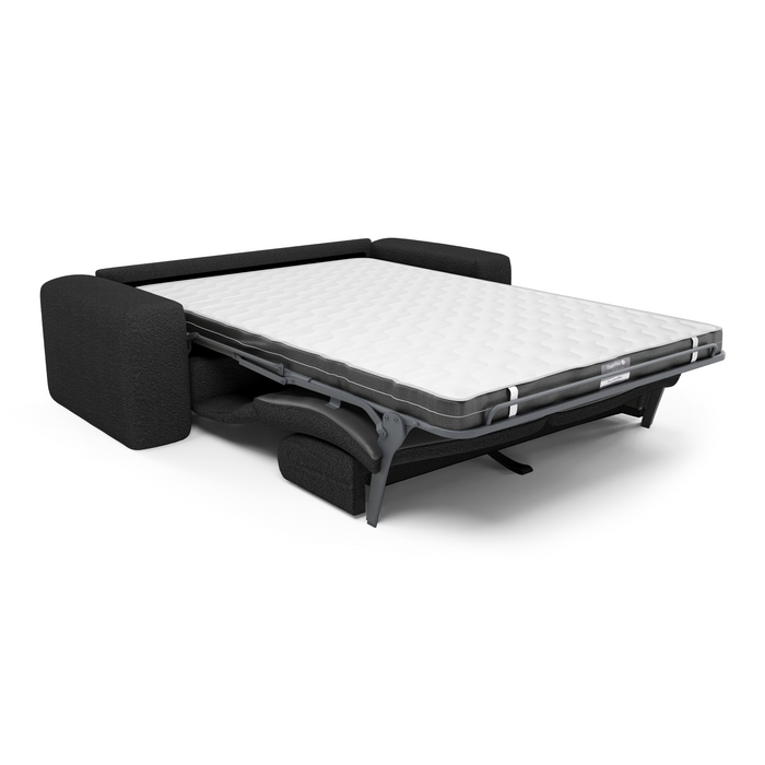Express slaapbank dunlopillo 140cm zwart bouclette stof