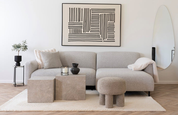 House Nordic Salvador Lichtgrijs Bouclé 2-Zits + Chaise Lounge Rechts