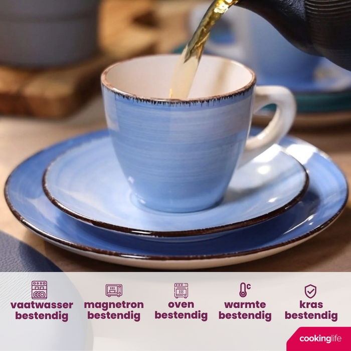 Cookinglife Koffiekopjes | Senseo kopjes - Delice Blue 160 ml - 6 stuks