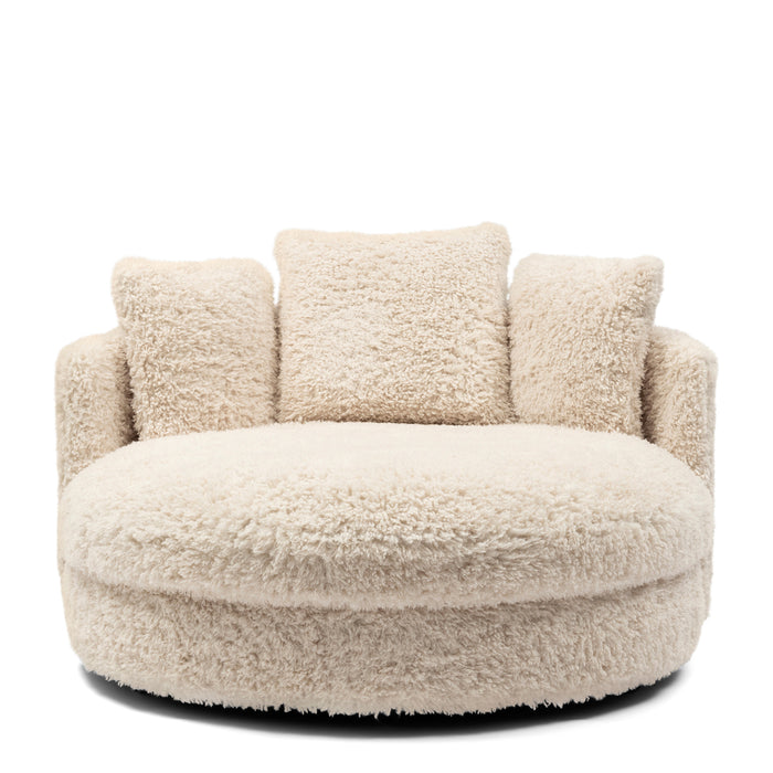 Rivièra Maison - Carmin Dagbed in W14 - Witte Leeuw van PA5 Polyester en Beukenhout, 140x134x90 cm