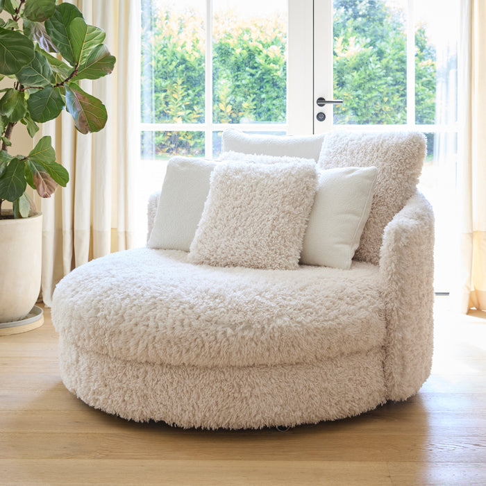 Rivièra Maison - Carmin Dagbed in W14 - Witte Leeuw van PA5 Polyester en Beukenhout, 140x134x90 cm