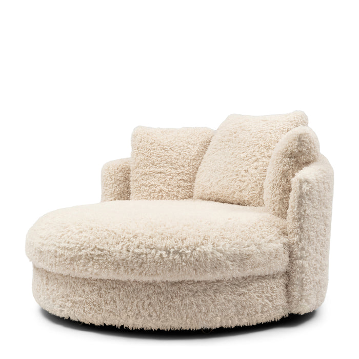 Rivièra Maison - Carmin Dagbed in W14 - Witte Leeuw van PA5 Polyester en Beukenhout, 140x134x90 cm