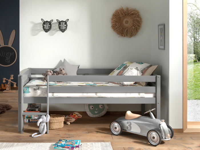 LUCEVI - Pino Halfhoogslaper met Ladder 90x200cm - Grijs - H85CM