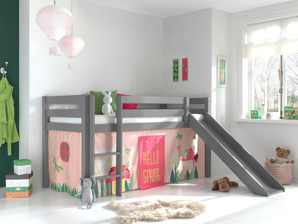 Vipack Pino Hoogslaper met Glijbaan Spring - grijs