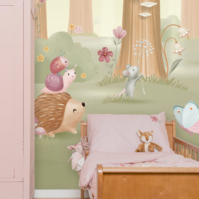 Little Dutch Fairy Garden Fotobehang - Dieren - 2,80x3m - Groen