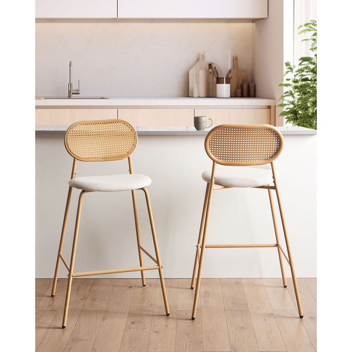 Beliani - ADAVER - Barkruk set van 2 - Lichtbeige - IJzer