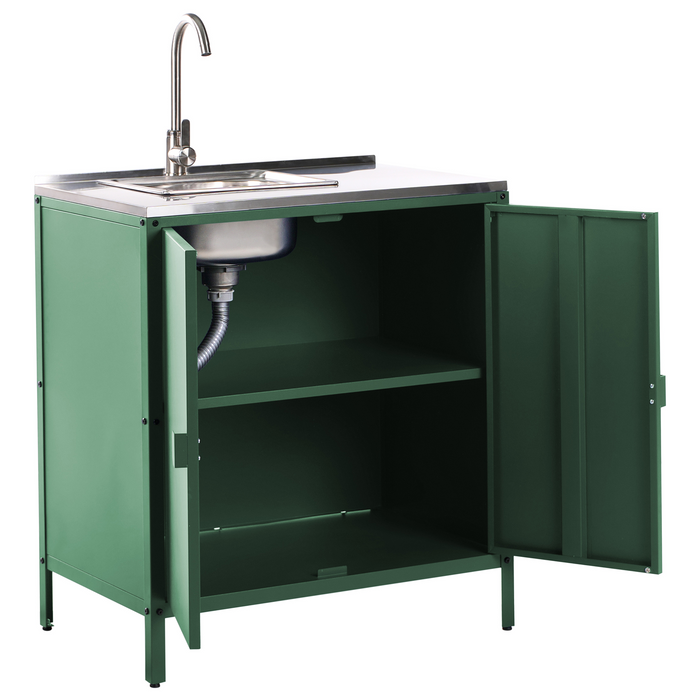 Beliani - VILAMA - Buitenkeukenkast met spoelbak - Groen - Staal