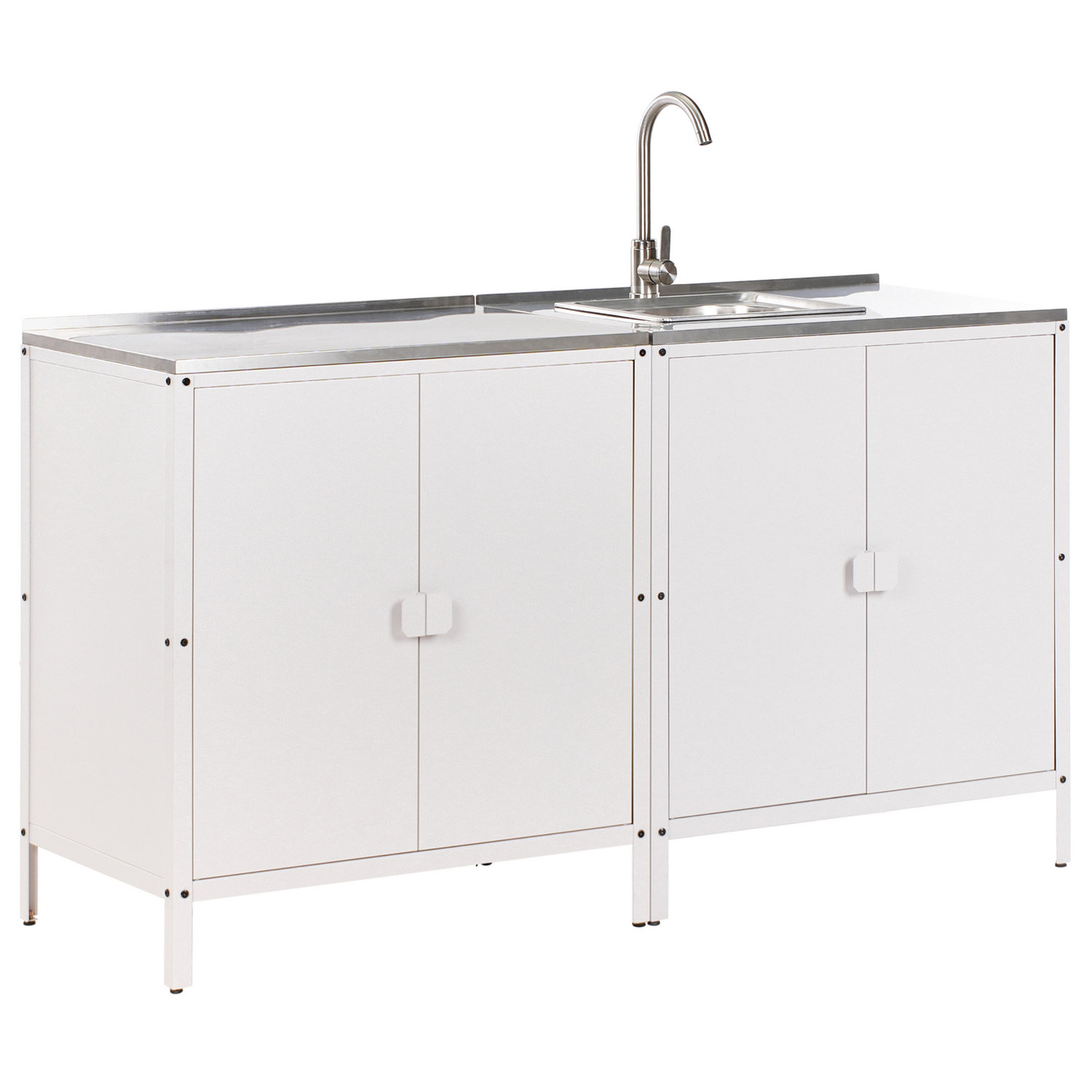 Beliani - VILAMA - Tuin keukenset 2-delig met spoelbak - Wit - RVS