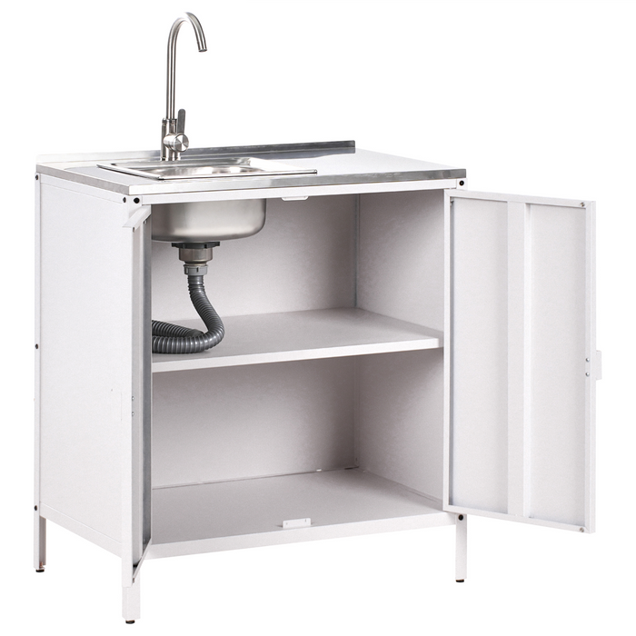 Beliani - VILAMA - Tuin keukenset 2-delig met spoelbak - Wit - RVS