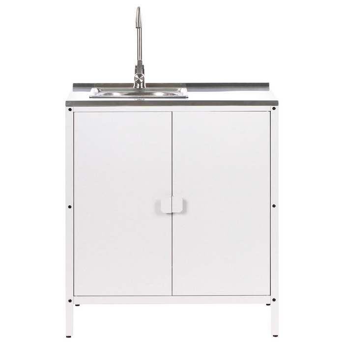 Beliani - VILAMA - Tuin keukenset 2-delig met spoelbak - Wit - RVS