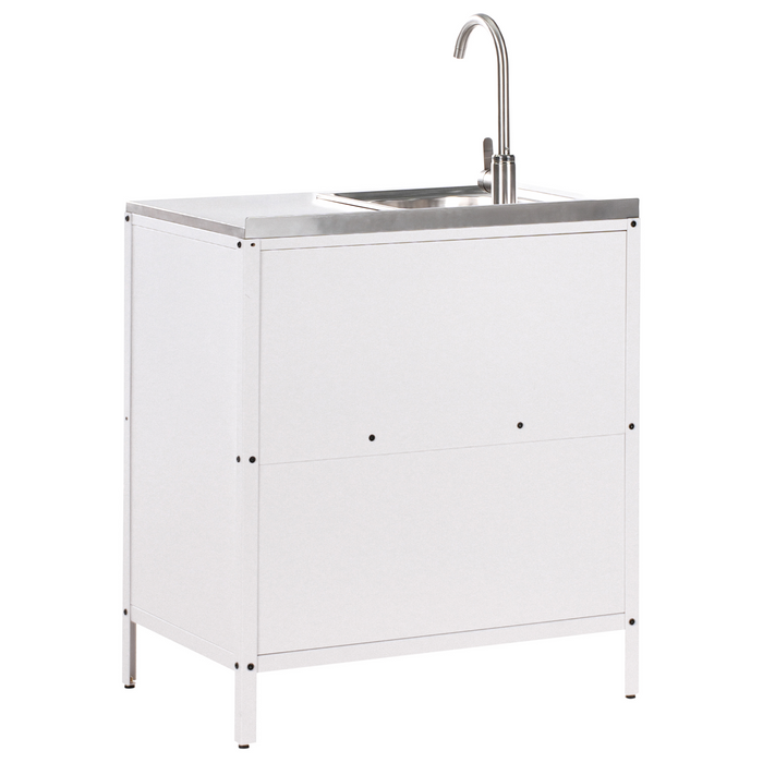 Beliani - VILAMA - Tuin keukenset 2-delig met spoelbak - Wit - RVS
