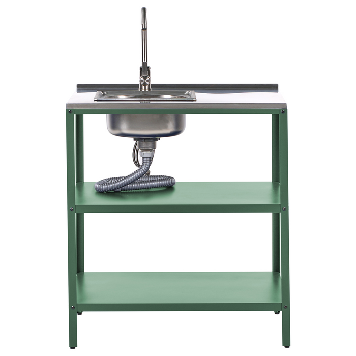 Beliani - VILAMA - Tuin keukenset 3-delig met spoelbak - Groen - RVS