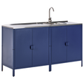 Beliani - VILAMA - Tuin keukenset 2-delig met spoelbak - Blauw - RVS