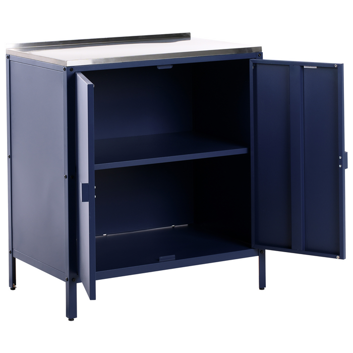 Beliani - VILAMA - Tuin keukenset 2-delig met spoelbak - Blauw - RVS