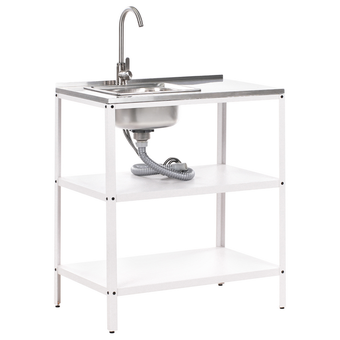 Beliani - VILAMA - Tuin keukenset 3-delig met spoelbak - Wit - RVS