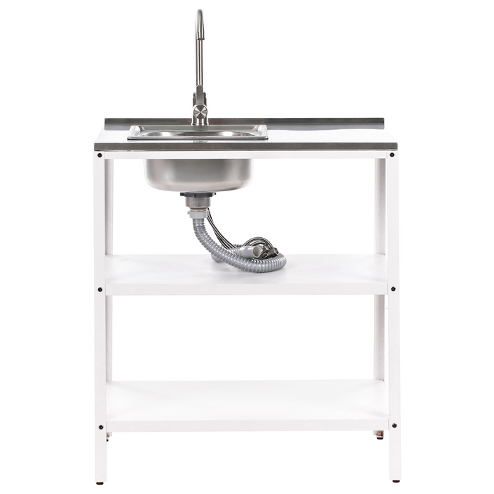 Beliani - VILAMA - Tuin keukenset 3-delig met spoelbak - Wit - RVS