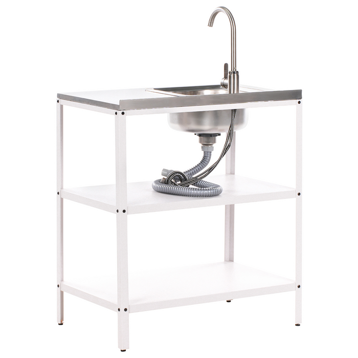 Beliani - VILAMA - Tuin keukenset 3-delig met spoelbak - Wit - RVS