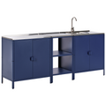 Beliani-VILAMA-Tuinkookeiland met kast en spoelbak 3-delig-Blauw-RVS