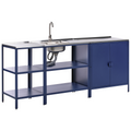 Beliani-VILAMA-Tuin kookeiland met keukenkast 3-delig-Blauw-RVS