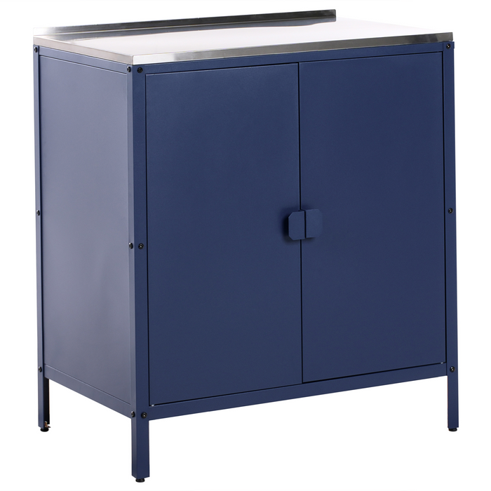 Beliani-VILAMA-Tuin kookeiland met keukenkast 3-delig-Blauw-RVS