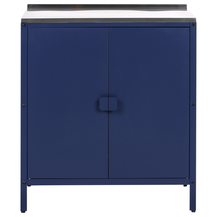Beliani-VILAMA-Tuin kookeiland met keukenkast 3-delig-Blauw-RVS